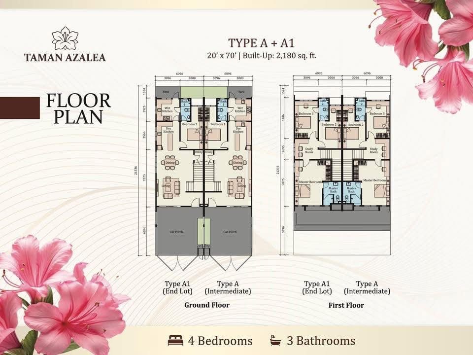 Floor plan - Double Storey Terraced - Freehold- Taman Azalea Bentong - Image 3