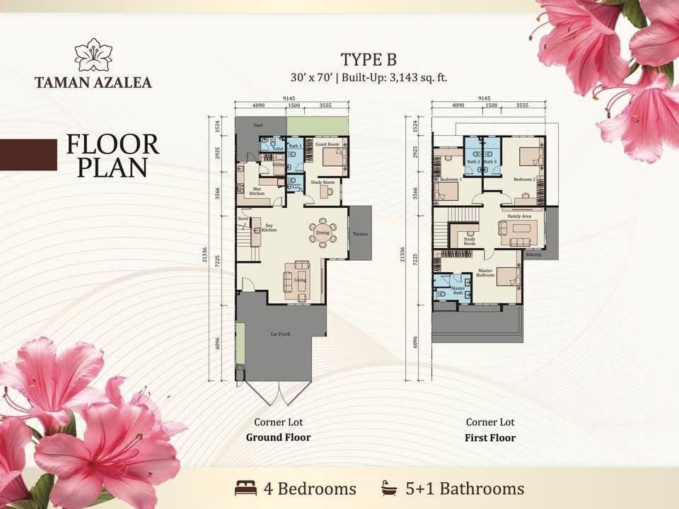 Floor plan - Double Storey Terraced - Freehold- Taman Azalea Bentong - Image 4
