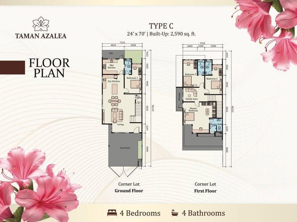 Floor plan - Double Storey Terraced - Freehold- Taman Azalea Bentong - Image 5