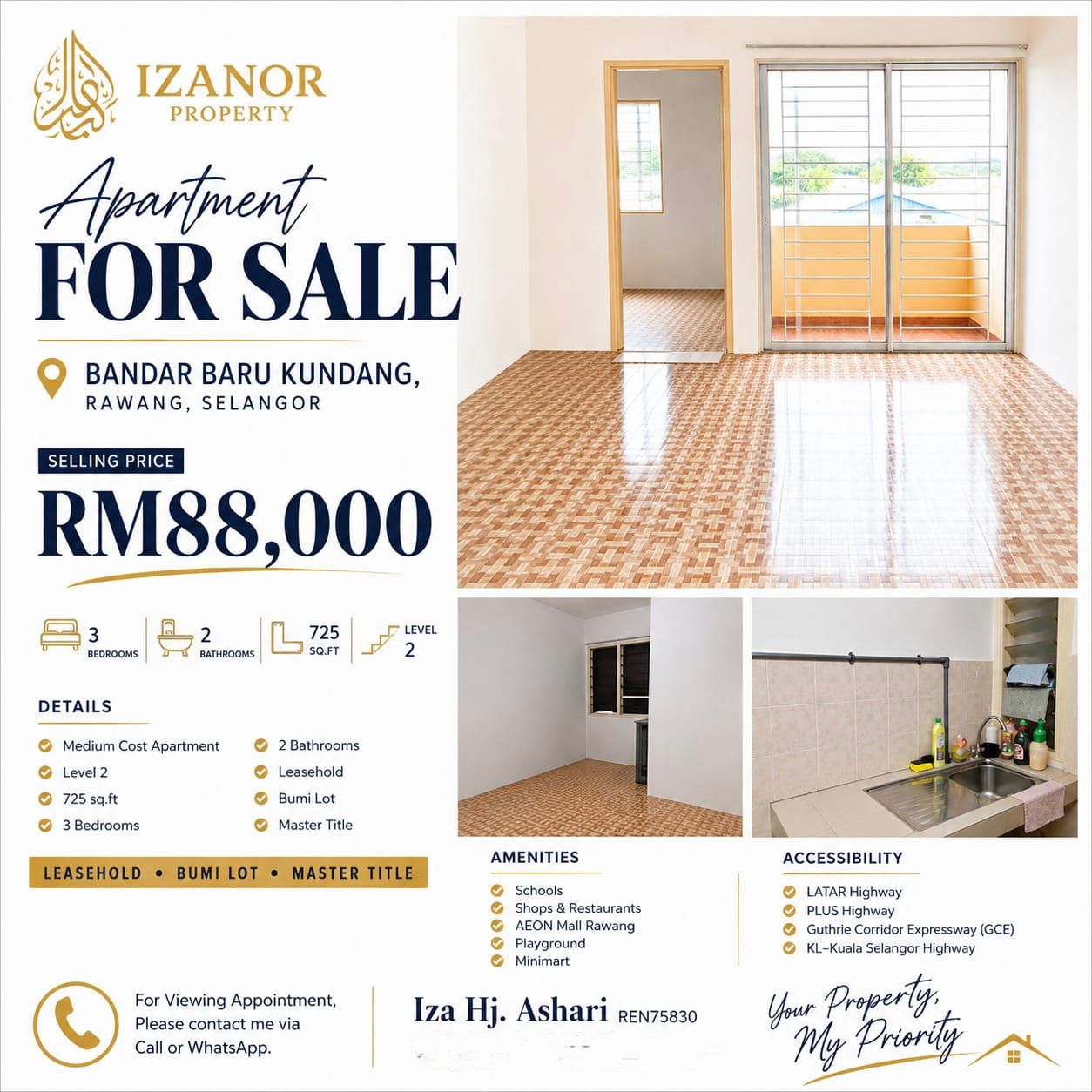 Floor plan - BANDAR BARU KUNDANG, RAWANG  Harga RM88,000 sahaja. - Image 1