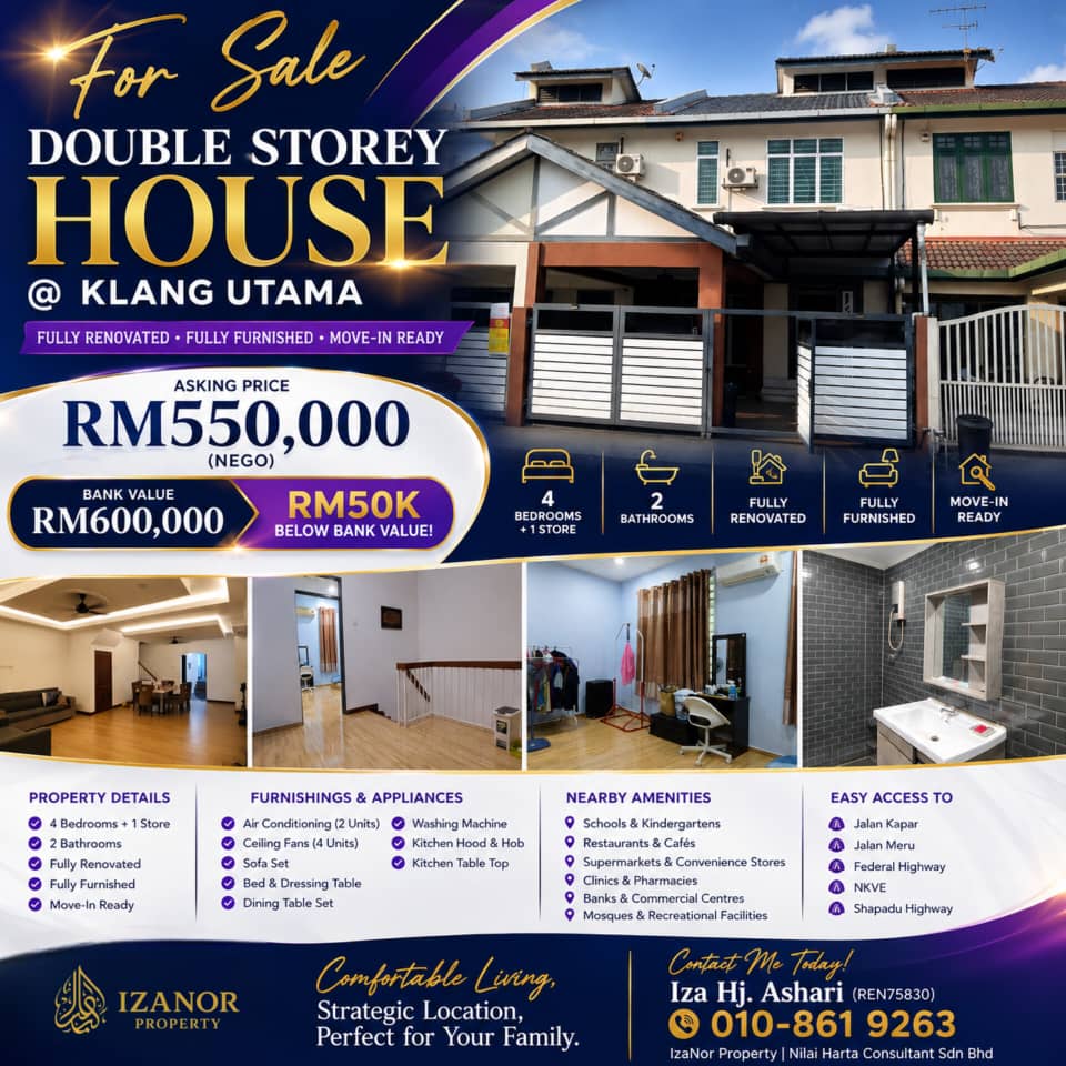 Taman KLANG Utama | Ready to Move In Selangor! Fully Renovated & Furnished Double Storey House – RM550K (Below Bank Value!) 🔥 - Image 1