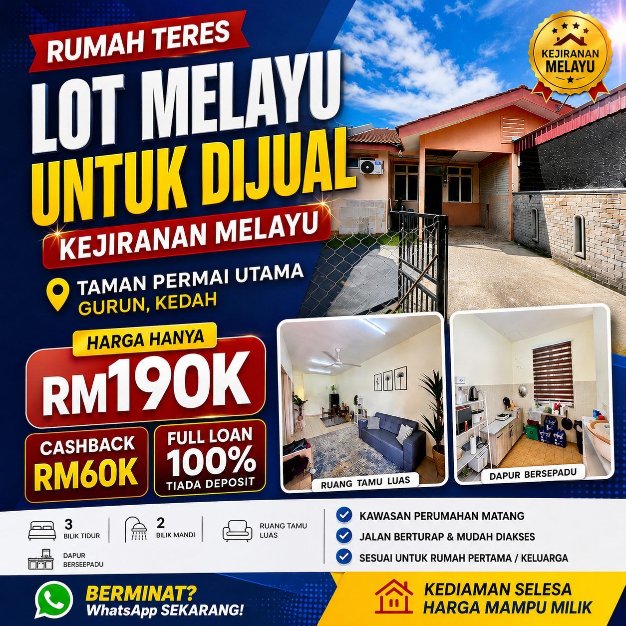 Below Value Freehold Single Storey Terrace in Taman Permai Utama Gurun - Image 1