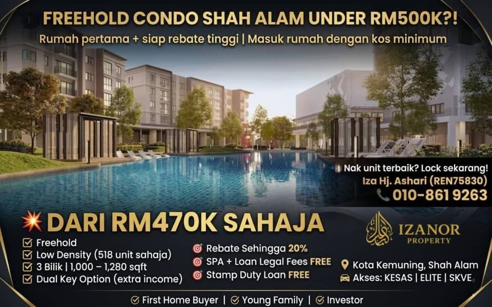 KONDOMINIUM BARU KOTA KEMUNING DARI RM470K SAHAJA! 🔥 3 BILIK | 2–4 BILIK AIR | 2–3 PARKING | FREEHOLD - Image 1