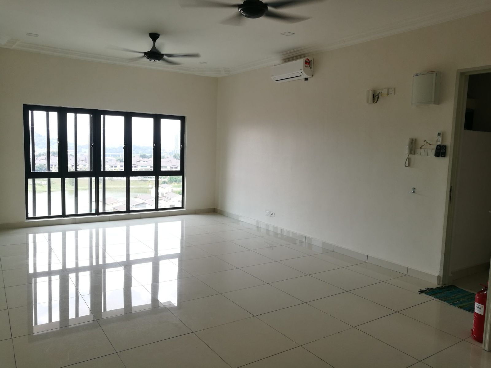 Living room with lake view