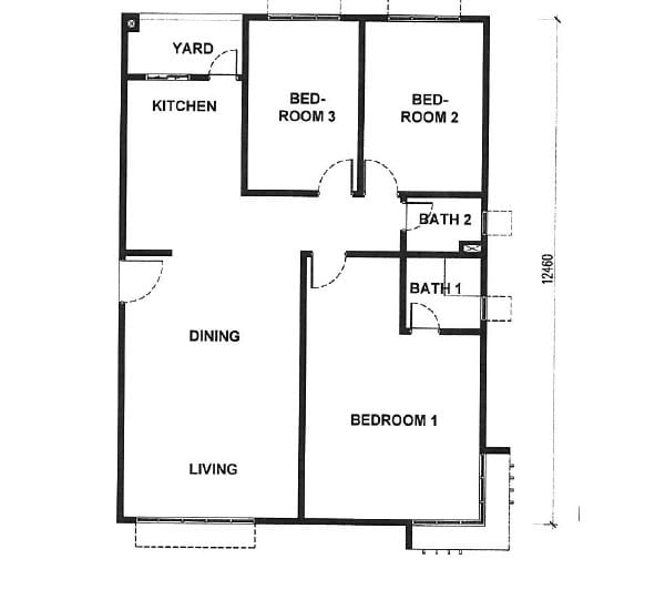 Floor plan - 3Bedroom with 2 bathroom partially furnished low density apartment with lake view and 2 covered parking. 1200 sqft Tasik Vista Residence in Lake Valley BTHO Cheras. - Image 10