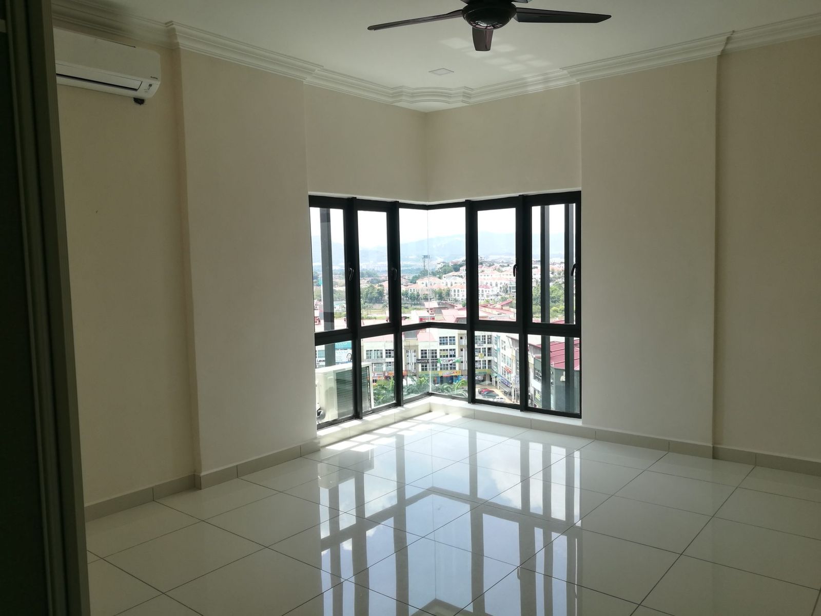Master bedroom with corner window
